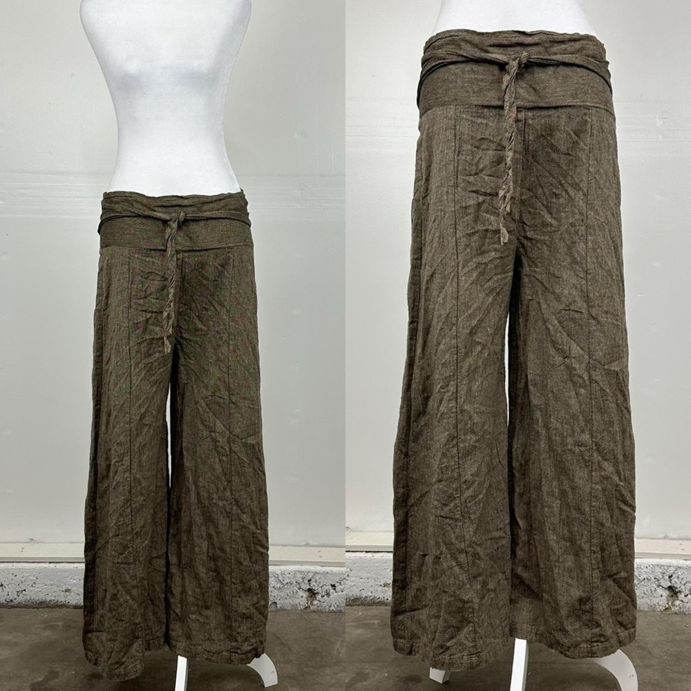 Brown khaki boho wide leg pants